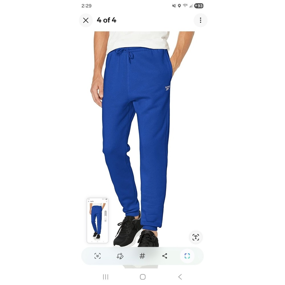 Reebok Men's Identity Small Logo‎ Fleece Joggers 2XL Royal Blue Sweatpants NWT